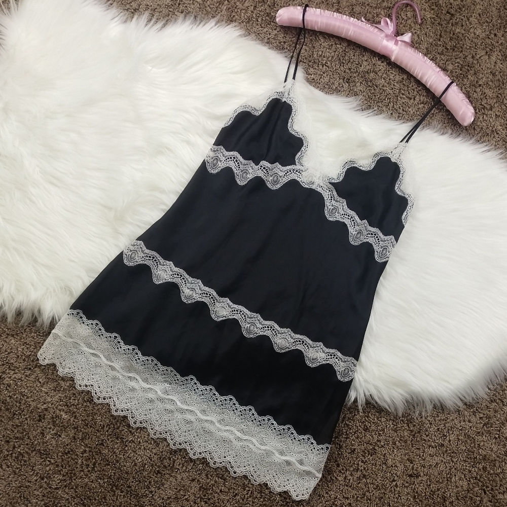 Black satin Victoria's Secret slip dress